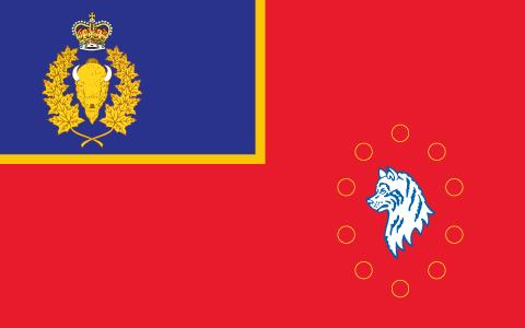 Le husky, un symbole du Yukon, est rattaché depuis longtemps au Nord et à la ruée vers l'or. Le cercle de pièces d'or autour du husky symbolise les richesses minérales du territoire.
