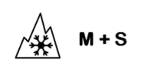 Le dessin d’une montagne avec un flocon de neige et/ou les lettres M+S